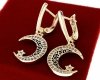 sz214 Kolczyki złote pozłacane 14k wiszące księżyc